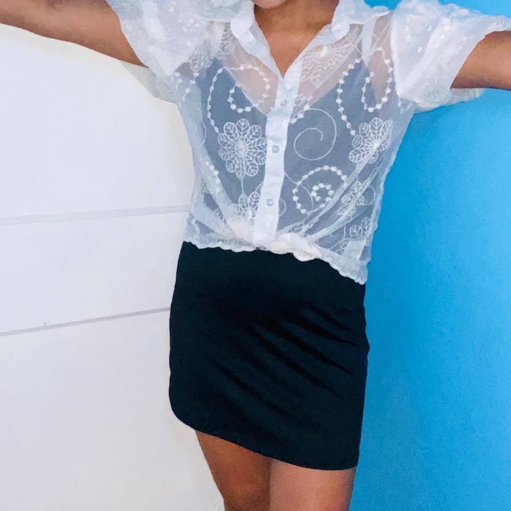 princess sleeve stylish mesh blouse